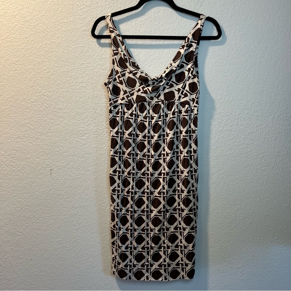 Women’s Diane Von Furstenburg vintage brown geometric sleeveless mini dress sz 6